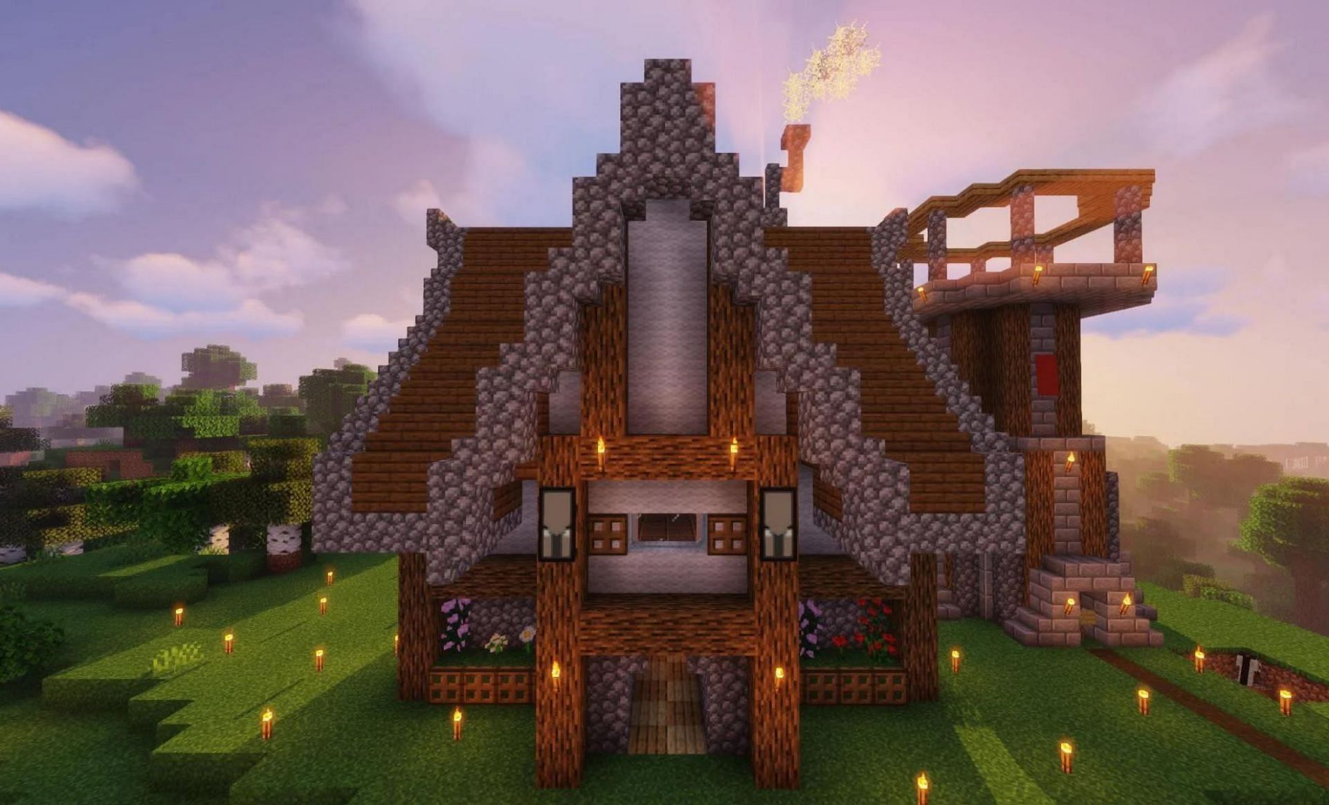 House with torches (Image via u/mrtacodoggo on Reddit0