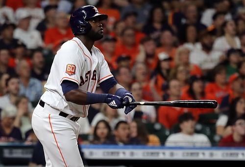 Yordan Alvarez hits a home run against the Angels