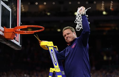 Kansas Jayhawks coach Bill Self after defeating North Carolina