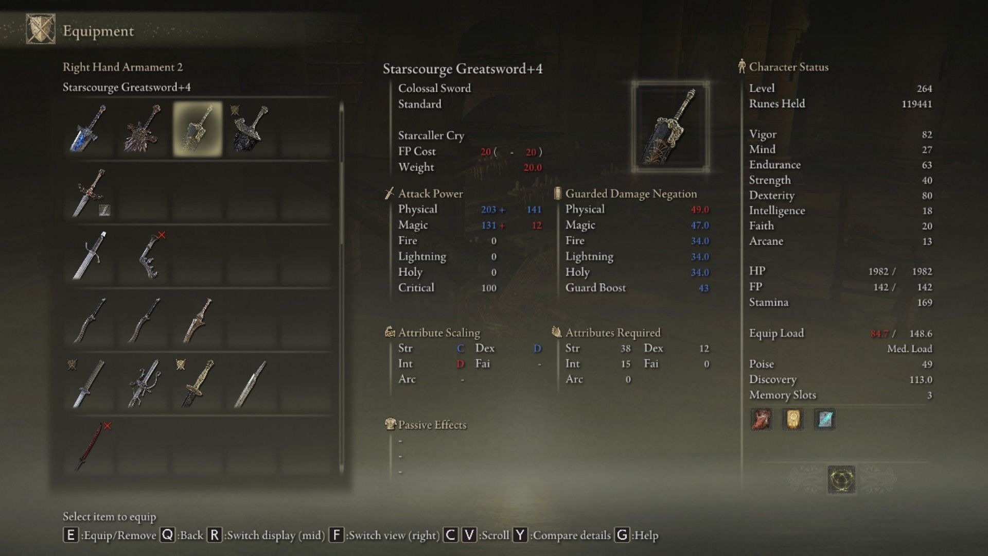 Starscourge Greatsword can deal a lot of damage but its stagger potential is diminished (Image via Elden Ring)