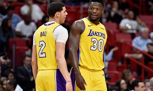 Lonzo Ball, left, and Julius Randle