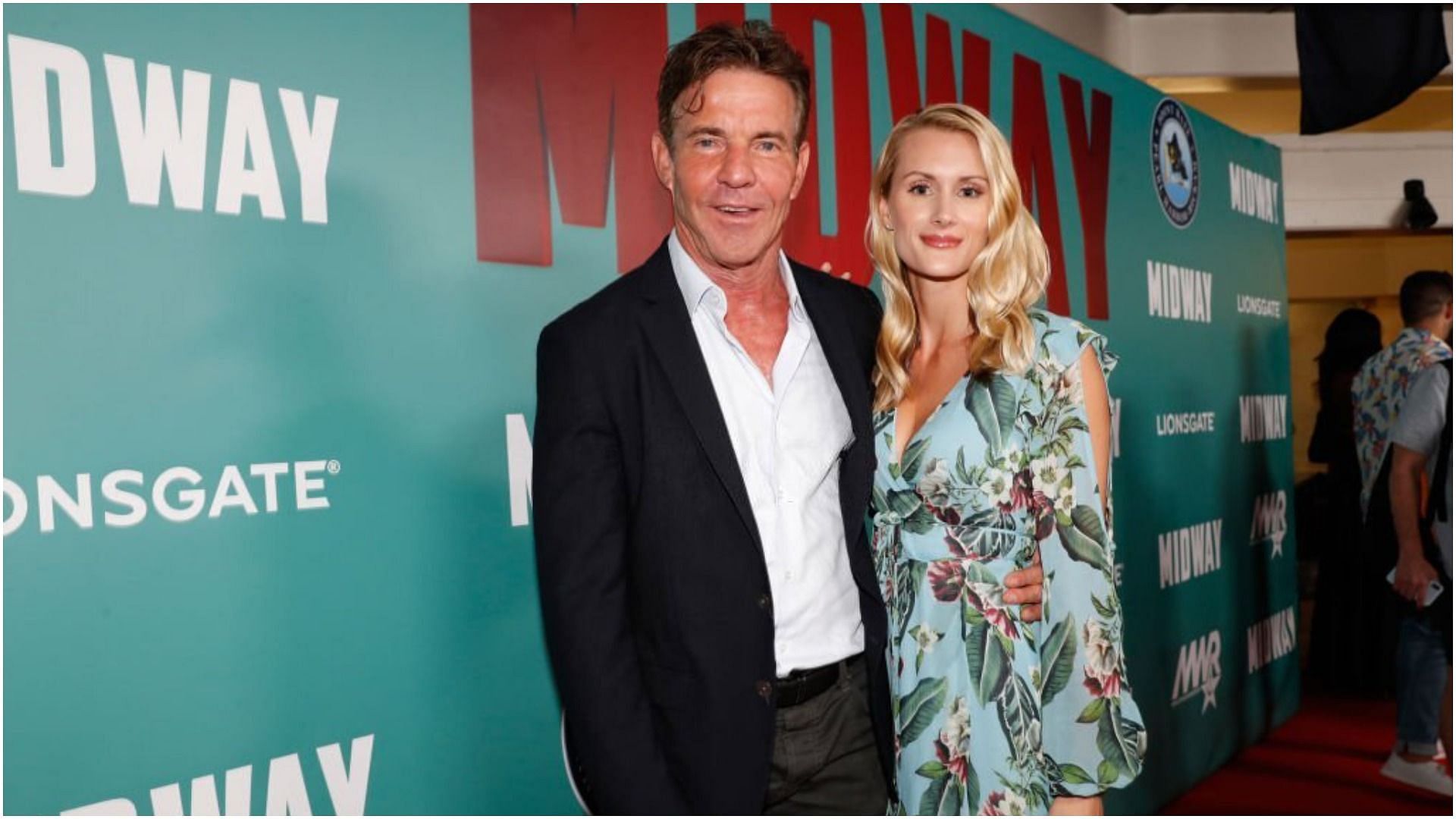 Dennis Quaid and Laura Savoie at the &quot;Midway&quot; Special Screening at Joint Base Pearl Harbor-Hickam (Image via Marco Garcia/Getty Images)