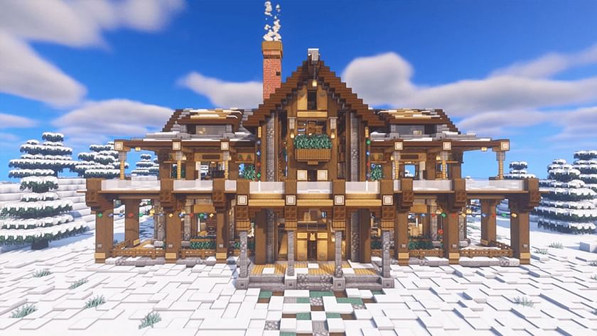 Winter mansions fit perfectly with snowy mountain peaks (Image via ToxicKailey/YouTube)