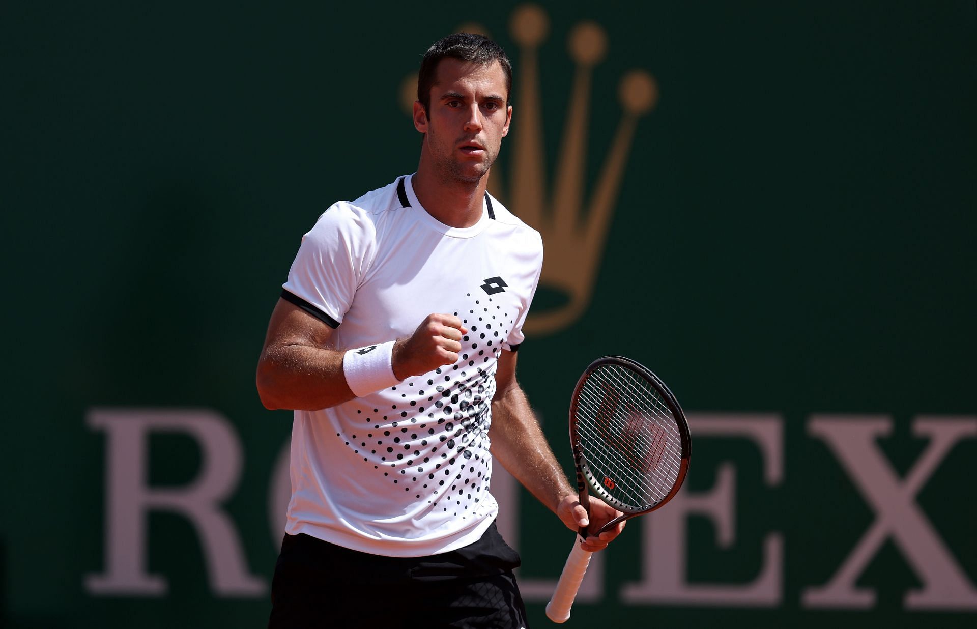 Laslo Djere in action at the Rolex Monte-Carlo Masters