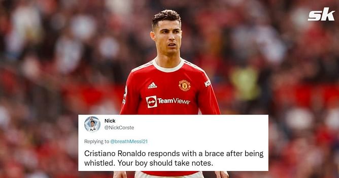 “Your boy should take notes” – Fans rip apart Messi supporter for sly dig as Ronaldo responds to Manchester United boos with first-half brace against Norwich