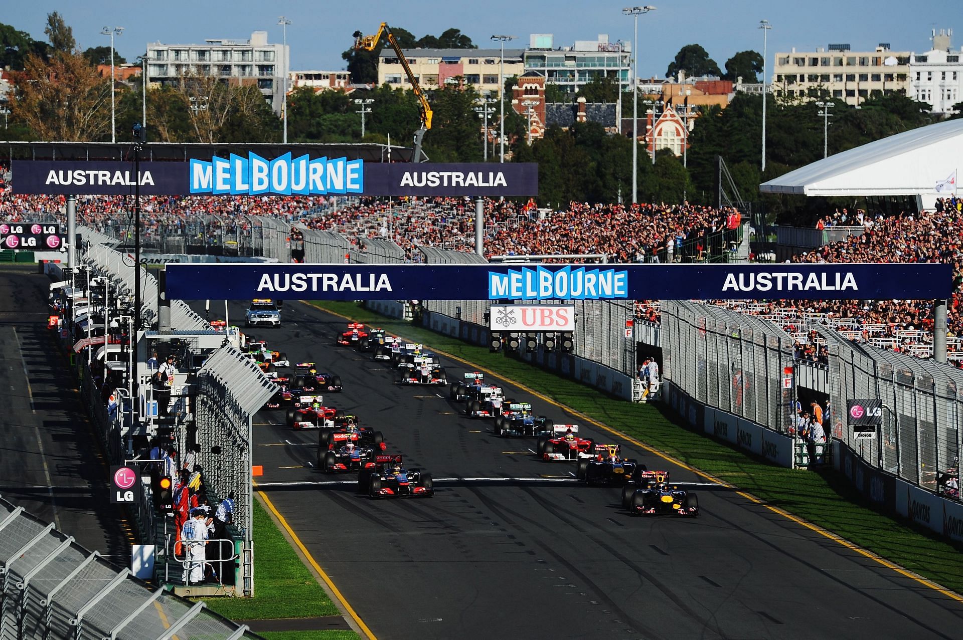 Australian F1 Grand Prix - Race - Sebastian Vettel leads the field