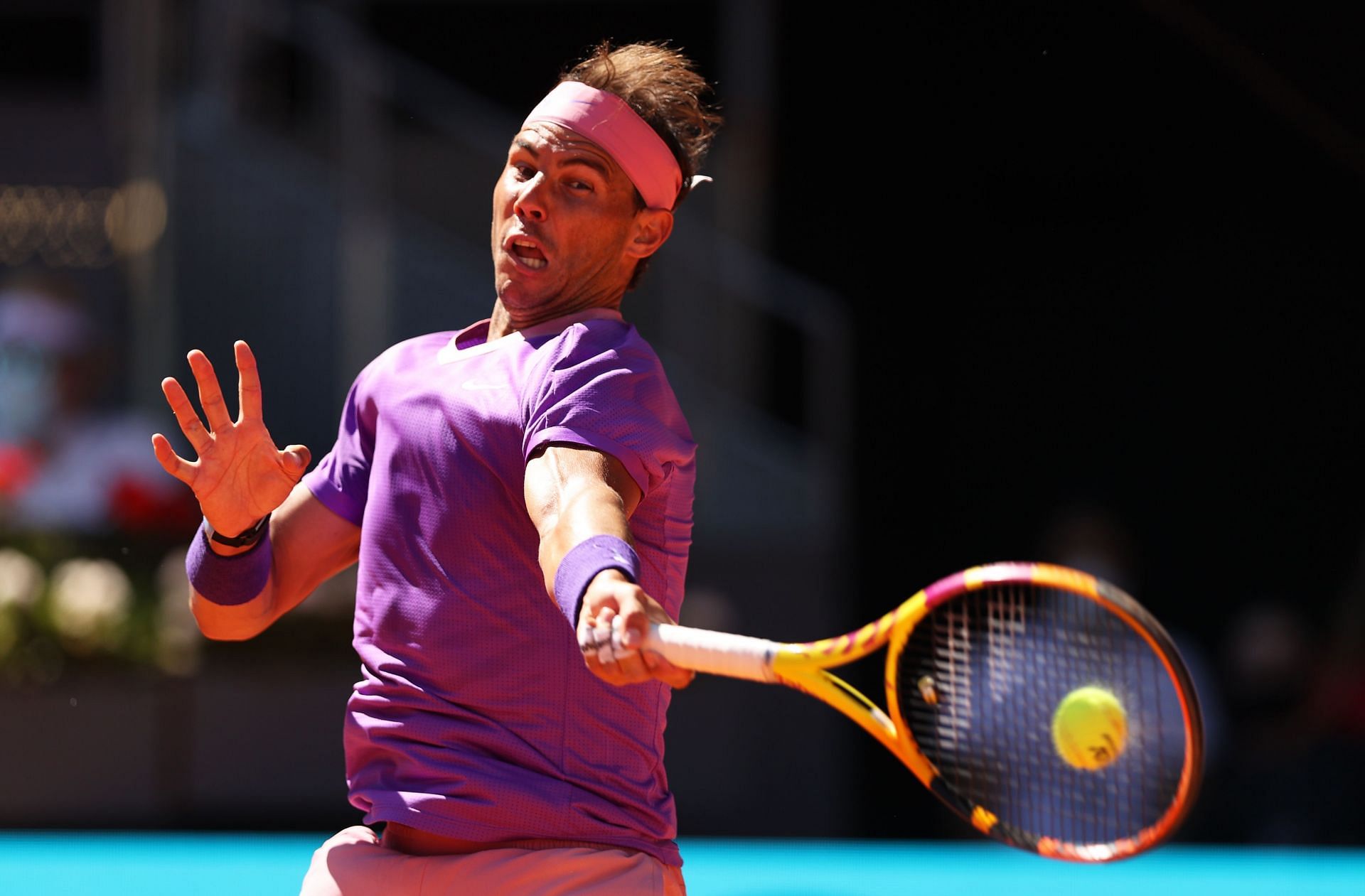 Nadal in action at the 2021 Mutua Madrid Open