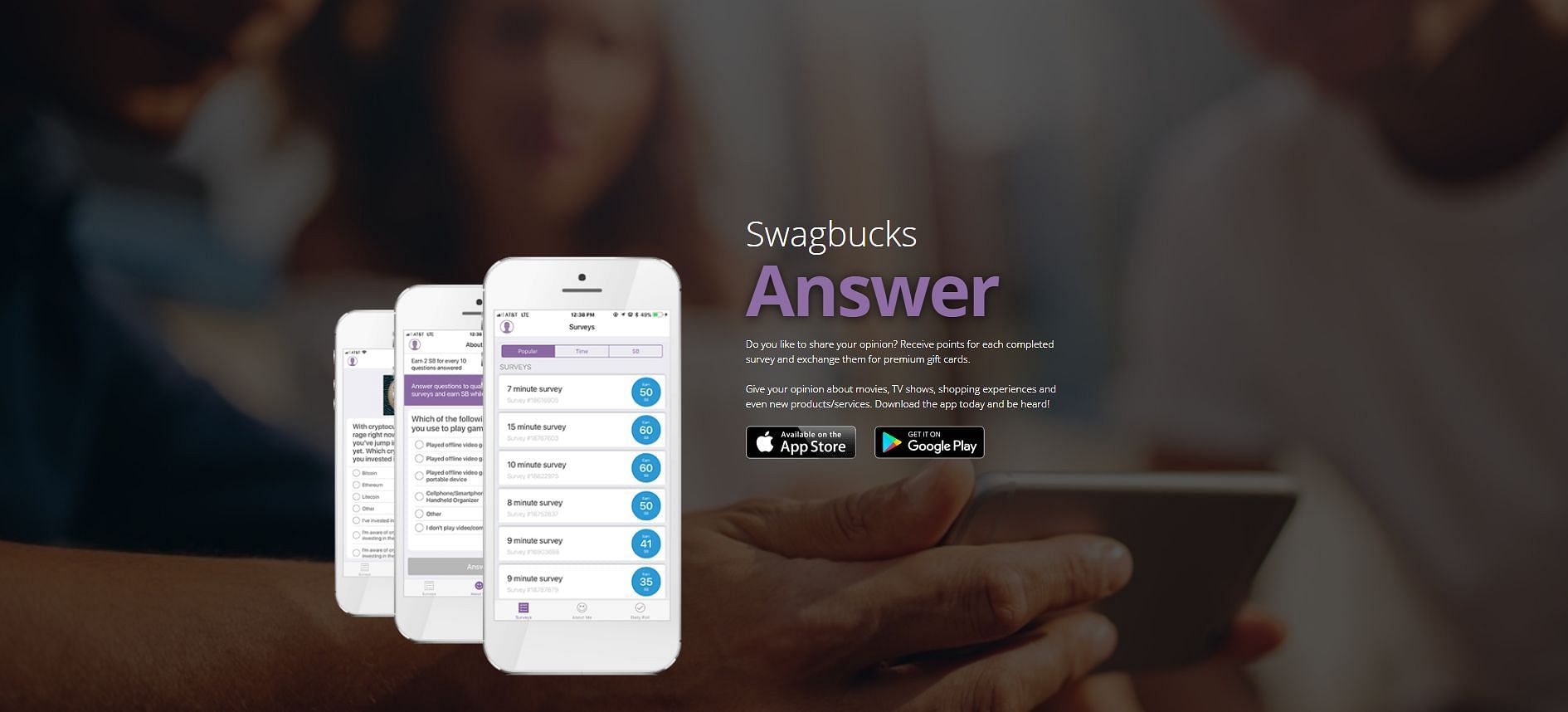 The app is available on both Android and iOS devices (Image via Swagbucks)