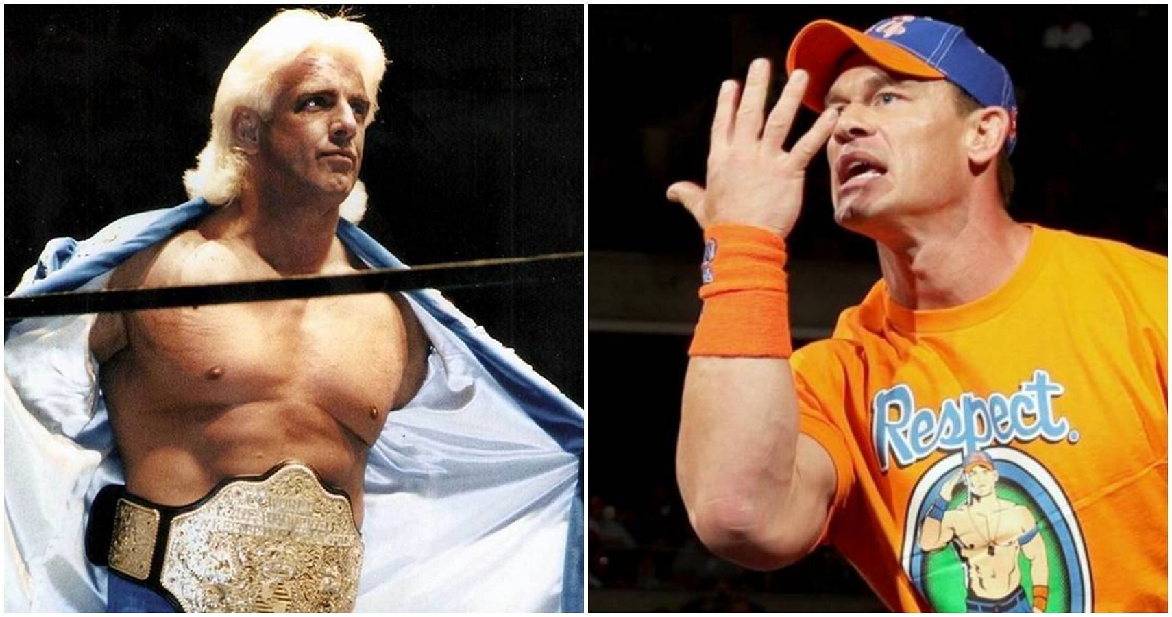 Ric Flair (L); and John Cena (R)