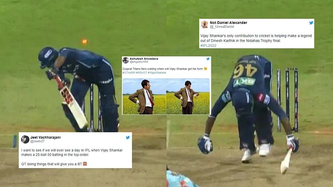 "Kuch to sharam karo janaab!" - Fans roast Vijay Shankar for another failure with GT in IPL 2022