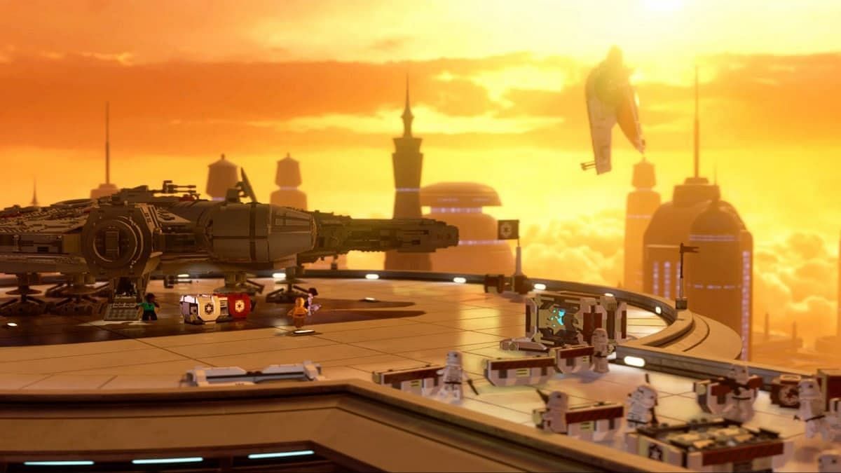 Prepare for a battle on this landing pad with Boba Fett in Lego Star Wars: The Skywalker Saga (Image via TT Games)