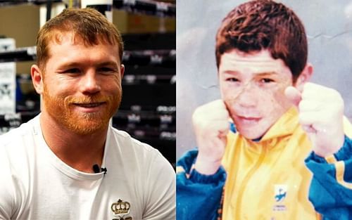 Canelo Alvarez (left) and Canelo Alvarez as a child (right)