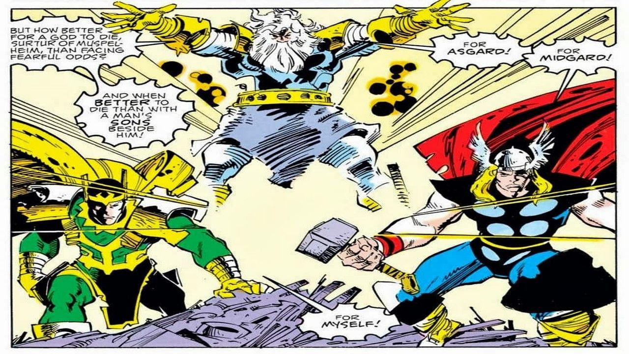 Loki, Odin, and Thor (Image via Marvel Comics)