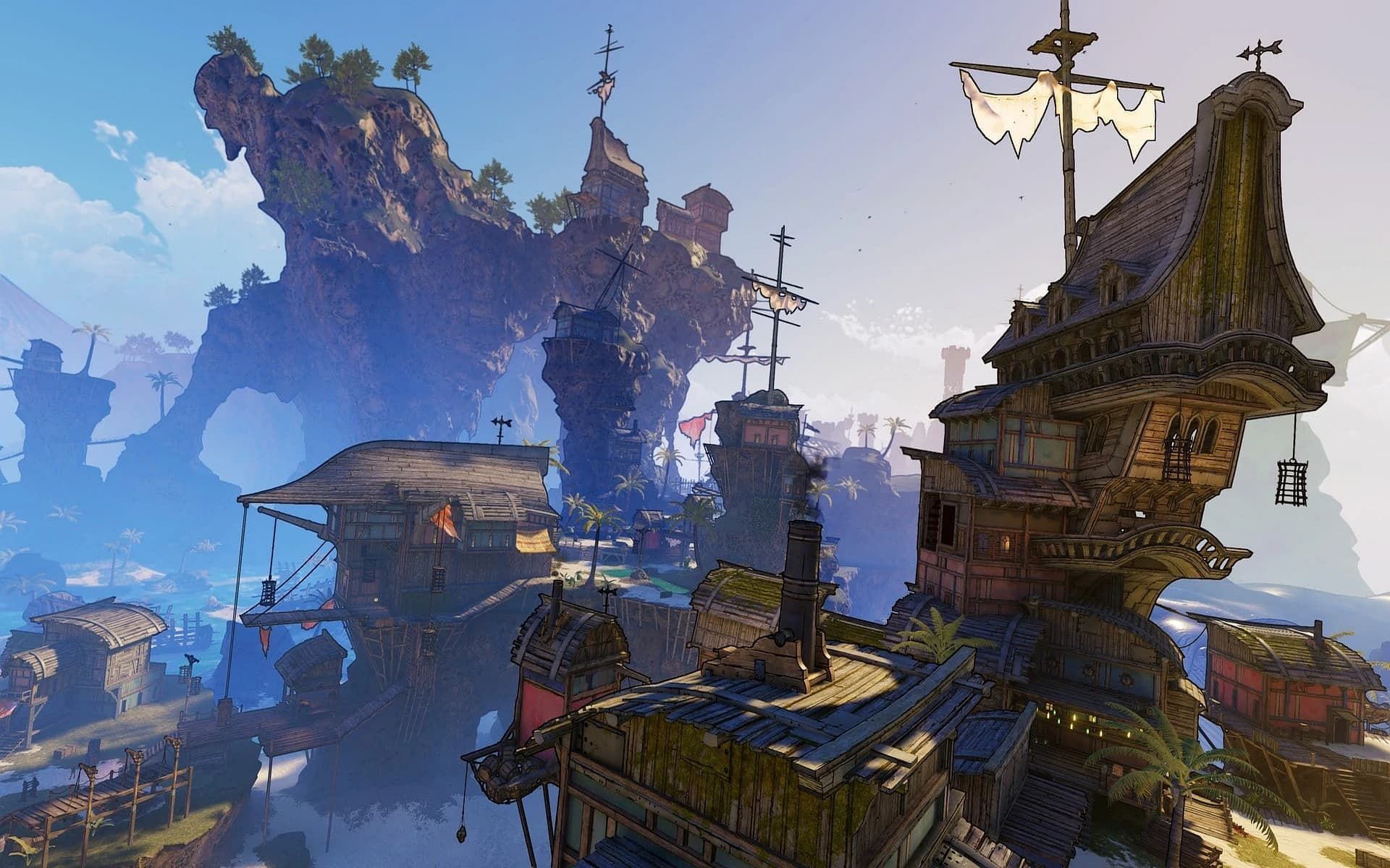 Crackmast Cove is where players can find a ton of weapons in Tiny Tina&#039;s Wonderlands (Image via Gearbox Software)