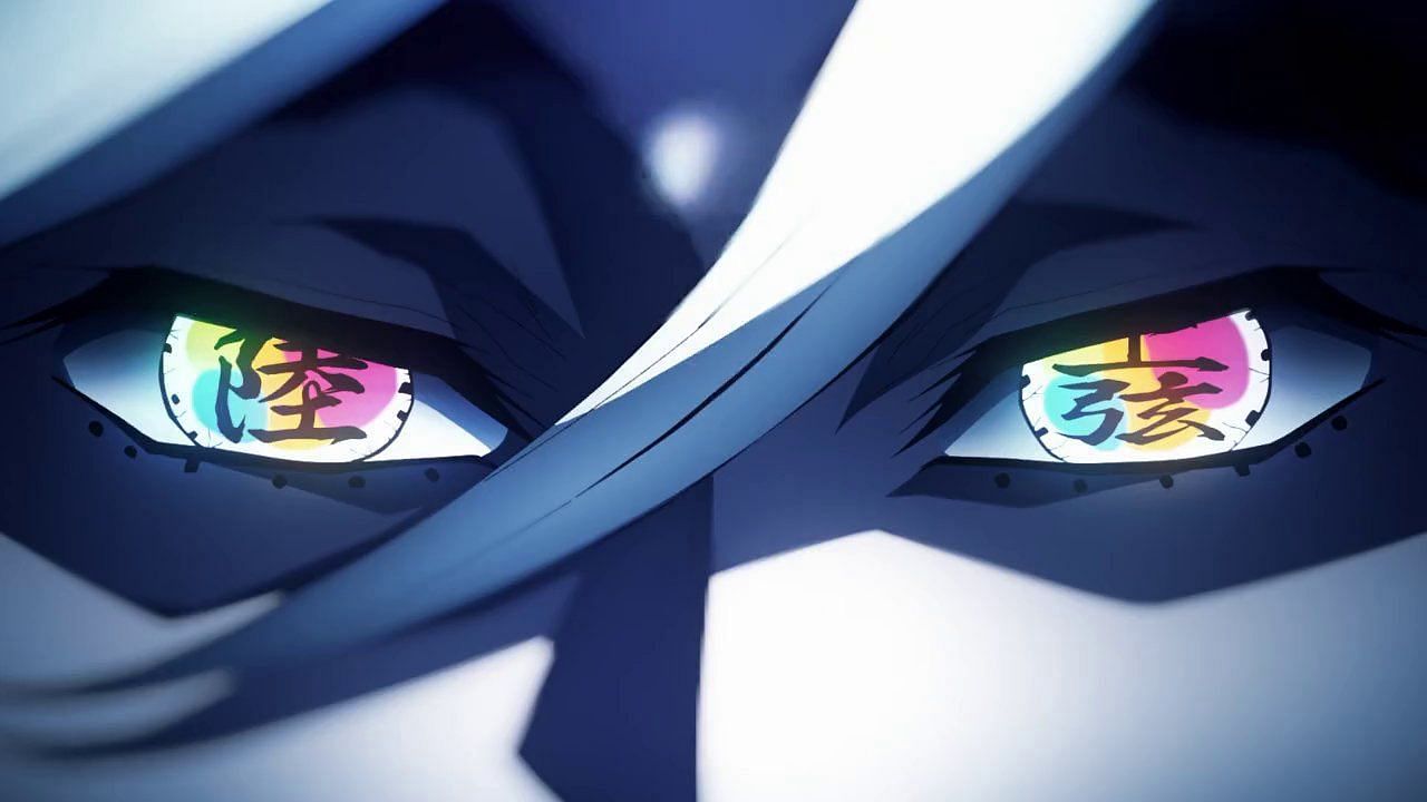 Douma&#039;s eyes as seen in the Demon Slayer anime (Image via Ufotable Studios)