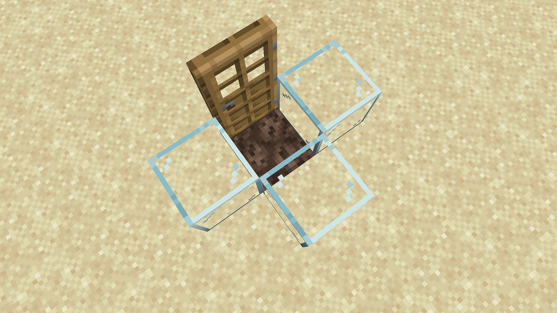 Base of the contraption with the block (Image via Minecraft)
