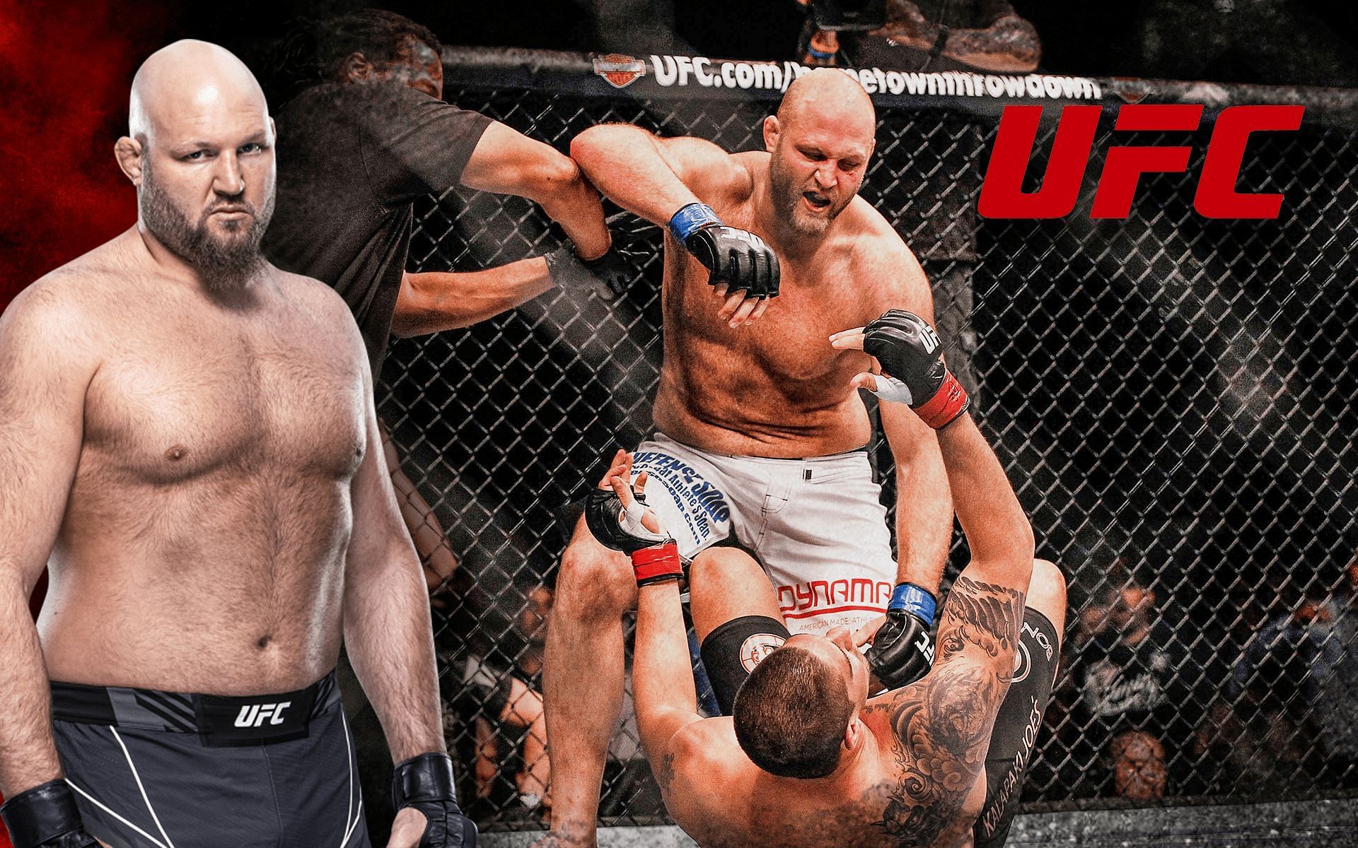 Ben Rothwell (left and centre) [Image of Ben Rothwell courtesy of ufc.com, UFC logo from @ufc on Instagram]