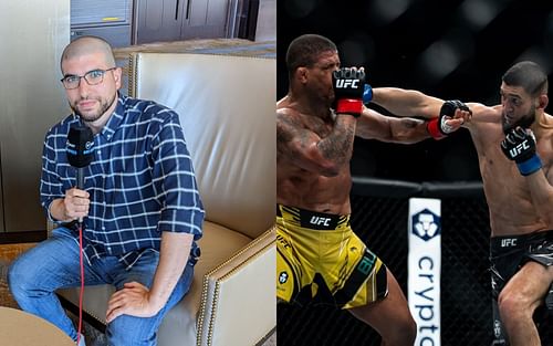 Ariel Helwani (left), Gilbert Burns vs. Khamzat Chimaev (right) [Images via @btsportwwe on Twitter and @ufc on Instagram]