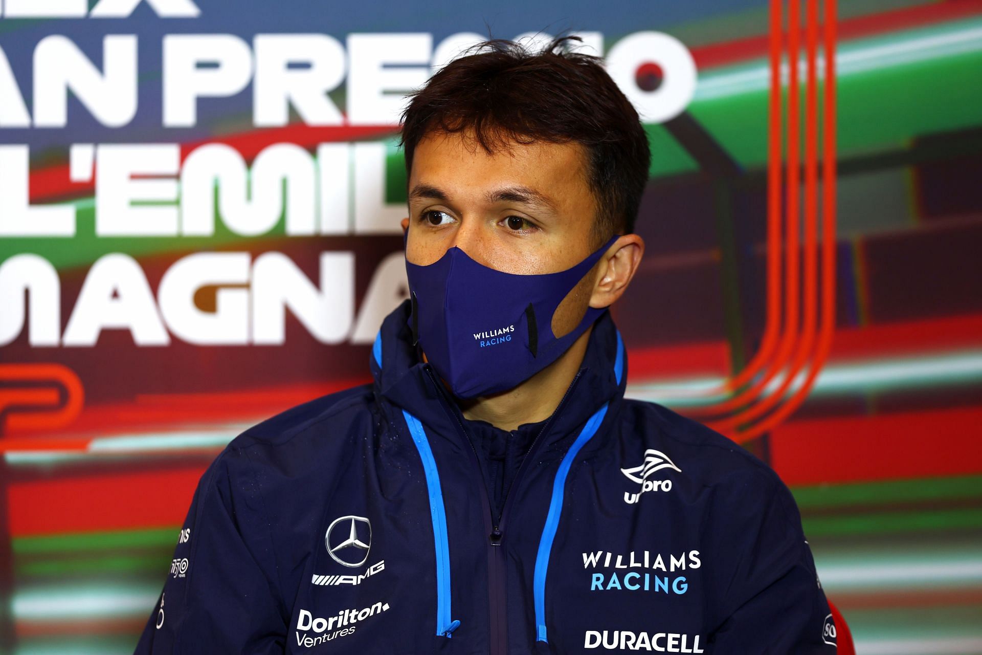 Alex Albon talks in the Drivers Press Conference prior to practice ahead of the F1 Grand Prix of Emilia Romagna at Autodromo Enzo e Dino Ferrari on April 22, 2022, in Imola, Italy. (Photo by Lars Baron/Getty Images)