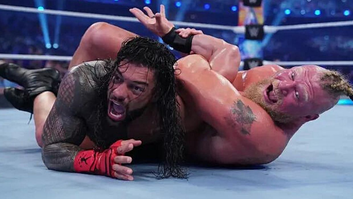 Brock Lesnar applied the kimura lock on Roman Reigns