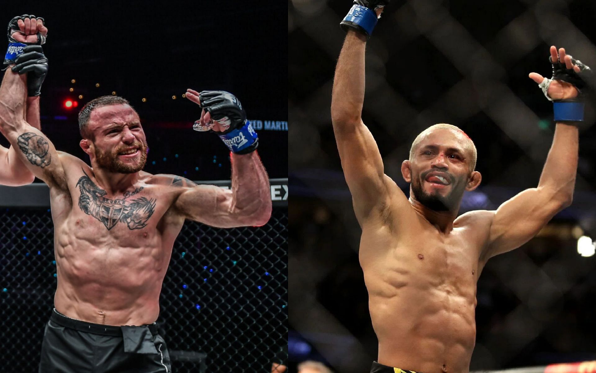 Jarred Brooks (left) is open for a rematch with Deiveson Figueiredo (right) in a ONE Championship-UFC crossover event. [Photos ONE Championship, Getty Images ]