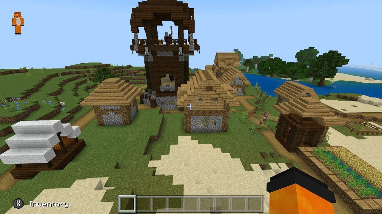 This village has an outpost right in the middle of it (Image via Minecraft)