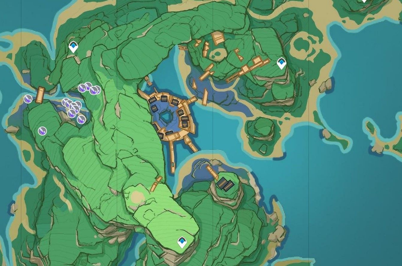 Locations of Crystal Marrow in Inazuma (Image via Interactive Map)