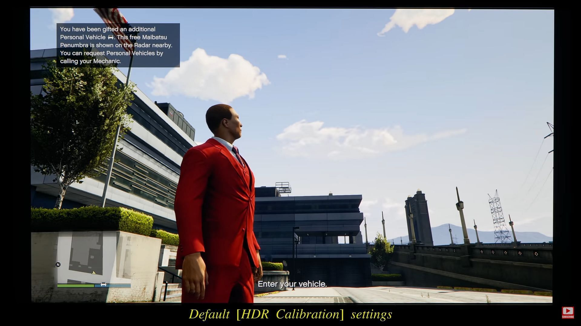 This is the default HDR setting GTA 5 provides in the new game (Image via YouTube/HDTVTest)