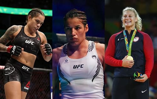 Amanda Nunes (left), Julianna Pena (center) & Kayla Harrison (right)