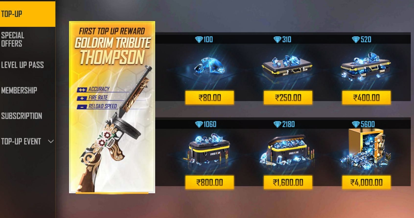 Purchasing a certain number of diamonds during specific top-up events also grants free rewards (Image via Garena)