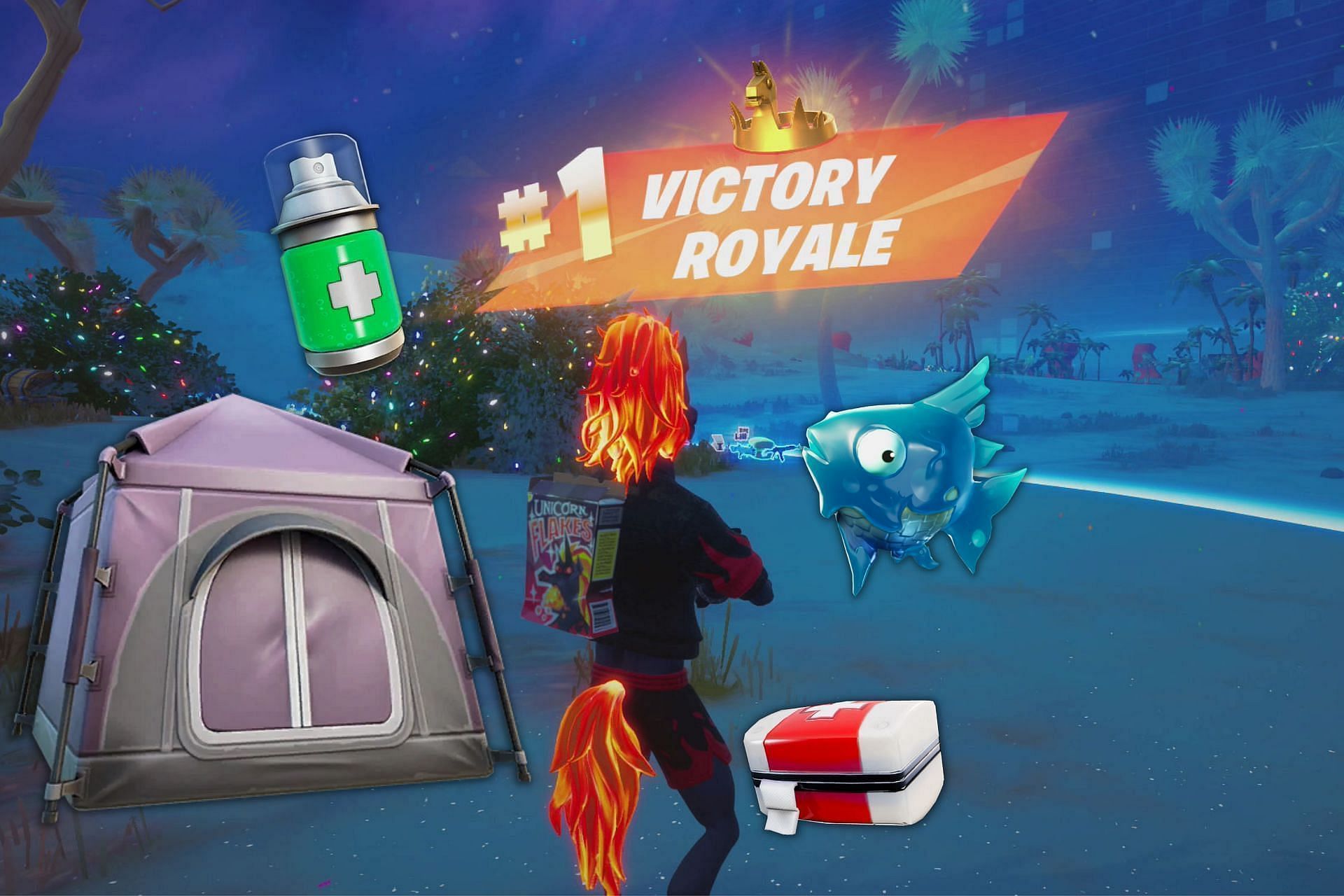 Can you win a Fortnite game by just buying healing items? (Image via Sportskeeda)