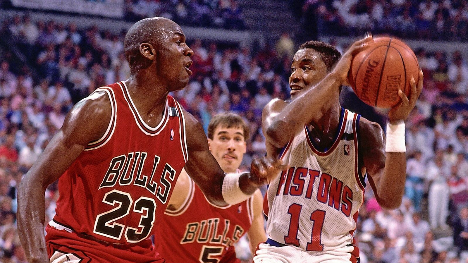 Jordan is not buying Thomas&#039; reason for walking off the court before the Game 4 of the 1991 ECF ended. [Photo: NBA.com]
