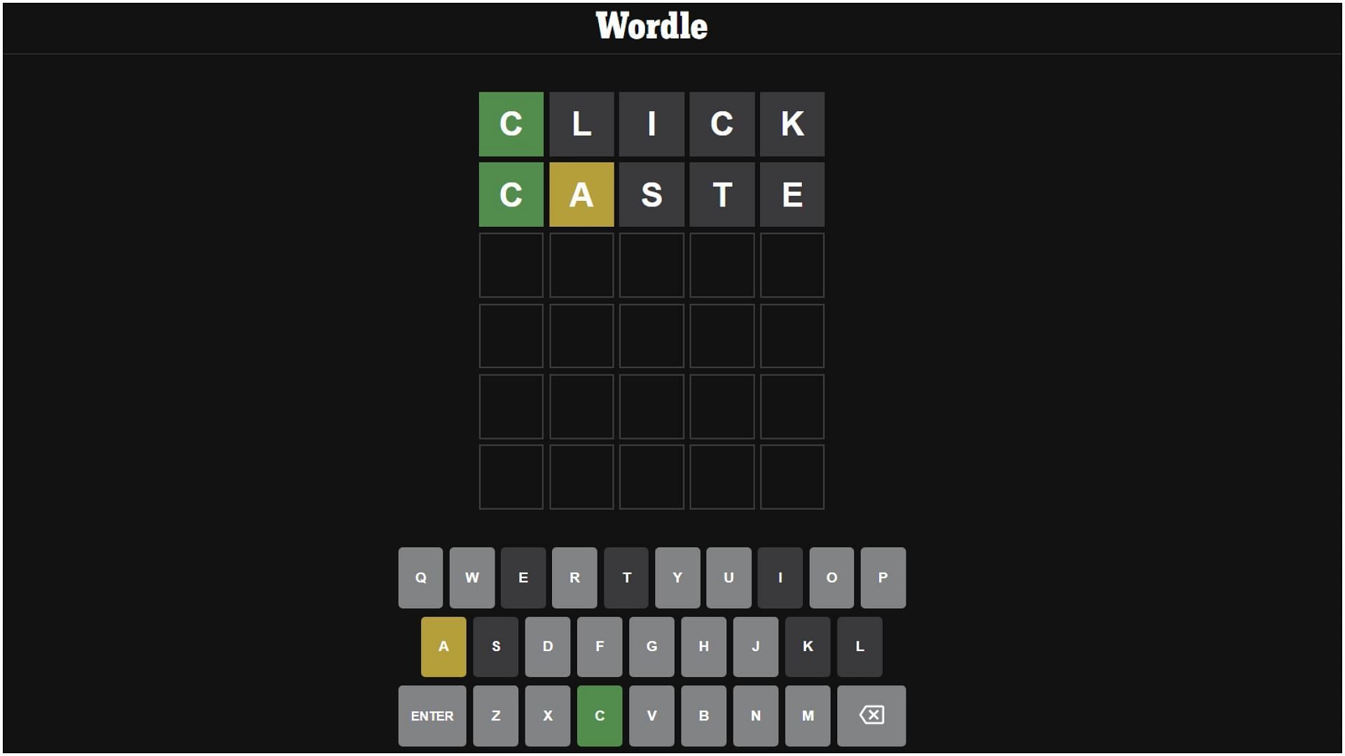 The New York Times released launched a website to score a player&#039;s gameplay (Image via Wordle)