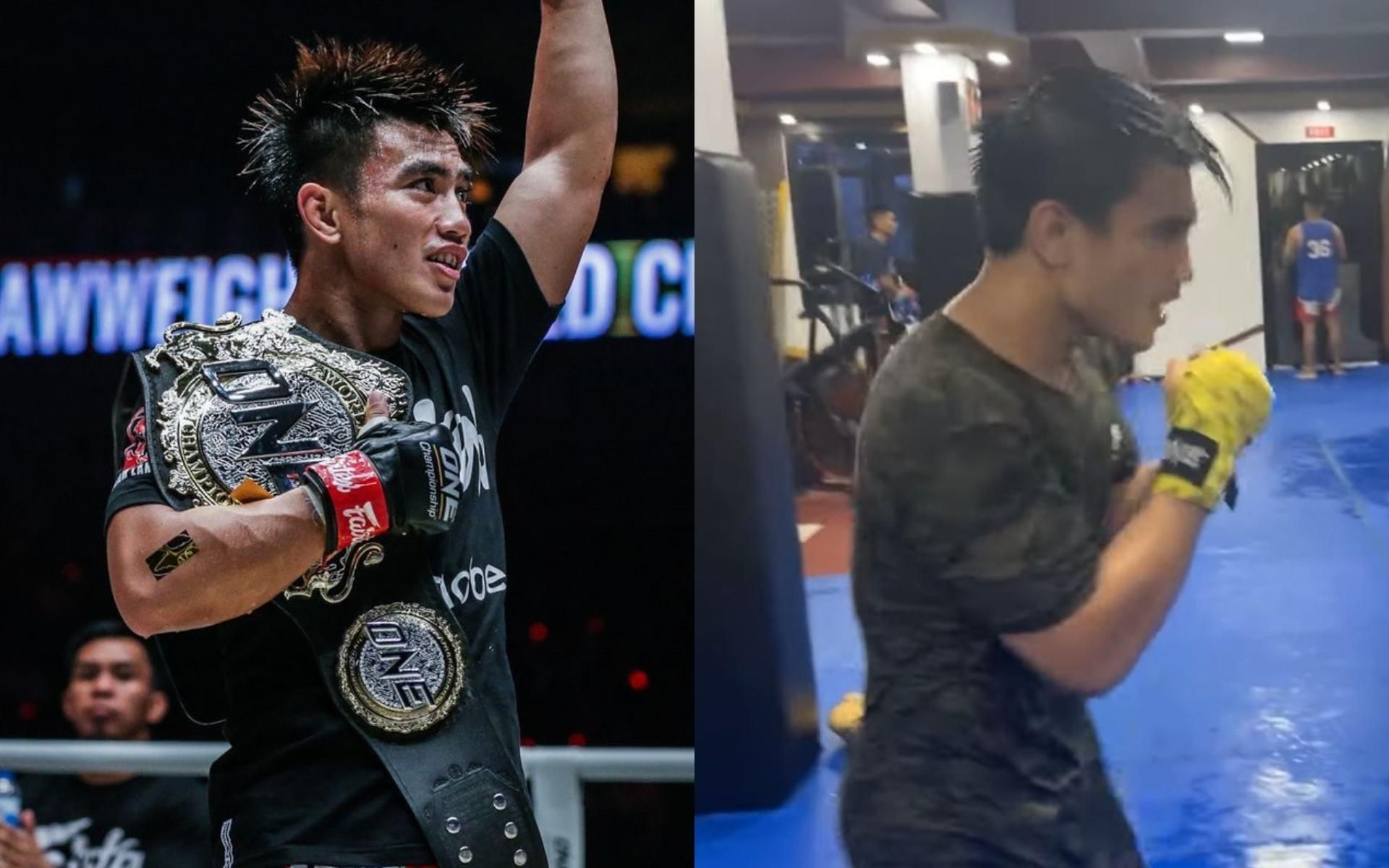 Joshua Pacio does his evening training at Team Lakay in Baguio City, Philippines. (Images courtesy: ONE Championship, Team Lakay&#039;s YouTube channel)