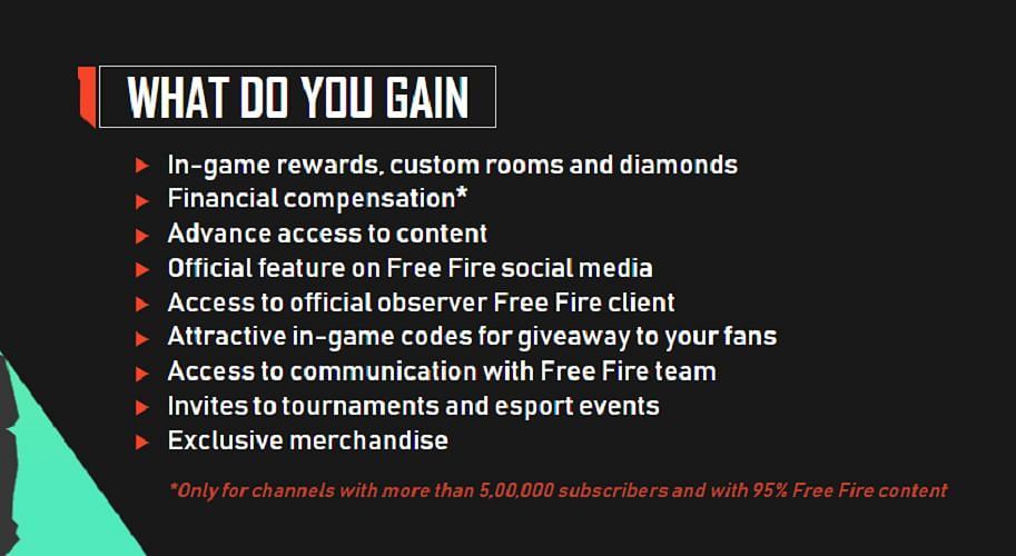 The benefits of joining the Partner Program (Image via Garena)