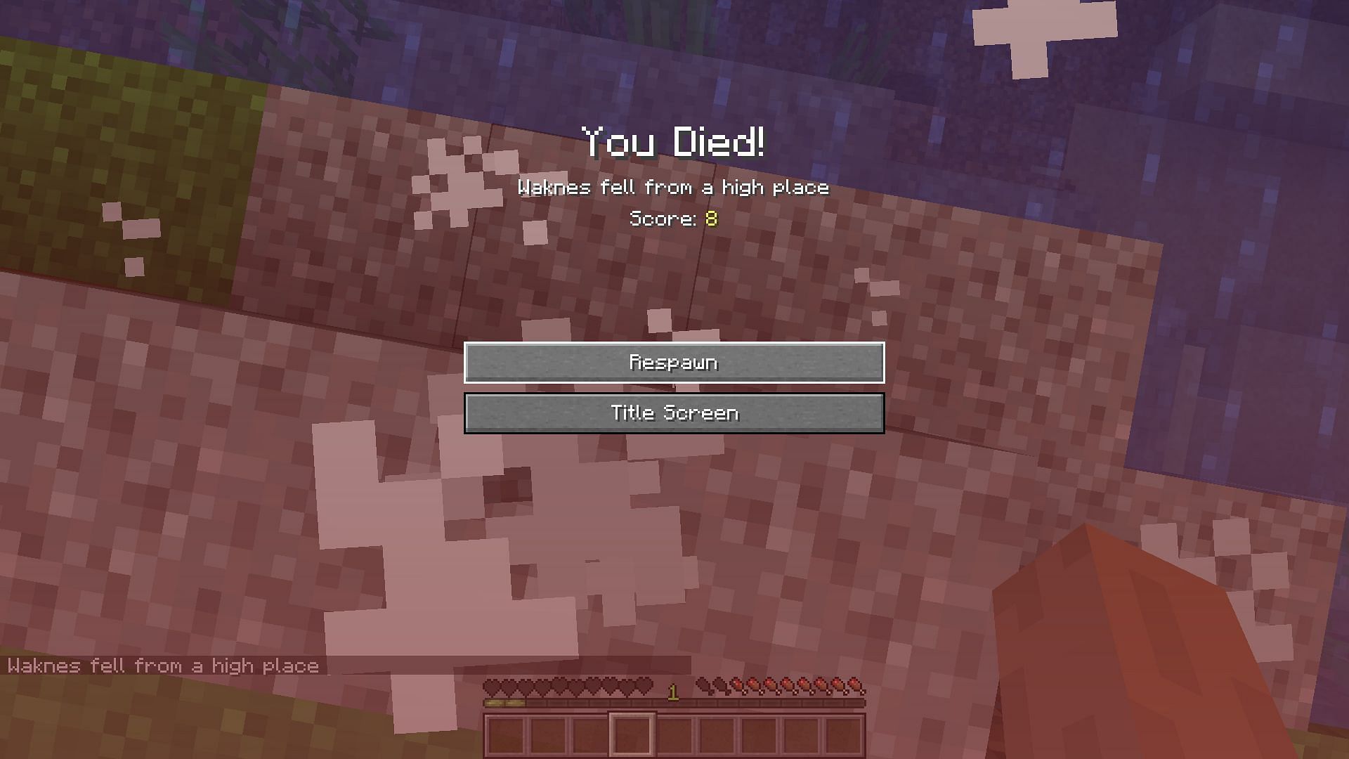 A player using death to remove a status effect (Image via Minecraft)