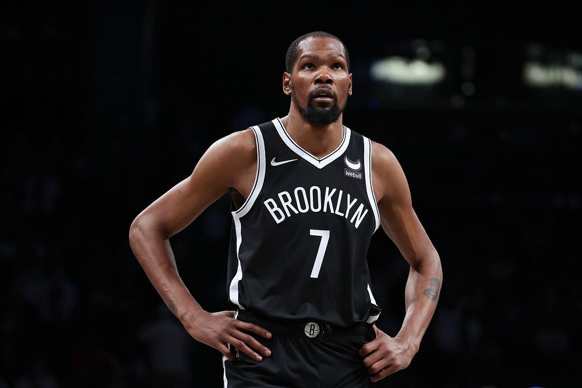 Kevin Durant sporting the number 7 for the Brooklyn Nets