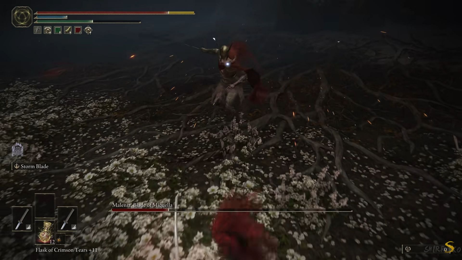 Malenia&#039;s fight in Elden Ring is brutal and it punishes players for making mistakes (Image via Shirrako/Youtube)