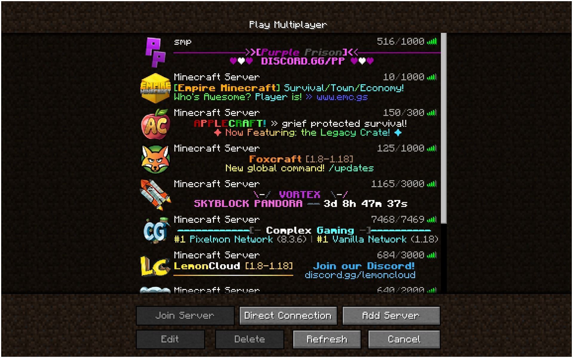 Minecraft has tons of survival servers (Image via Minecraft)