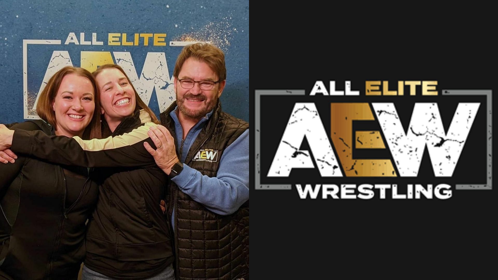 AEW&#039;s Amanda Huber (far left) with Aubrey Edwards and Tony Schiavone