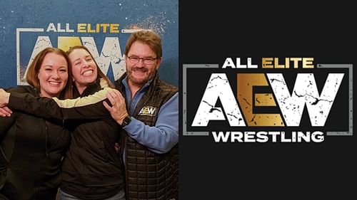 AEW's Amanda Huber (far left) with Aubrey Edwards and Tony Schiavone