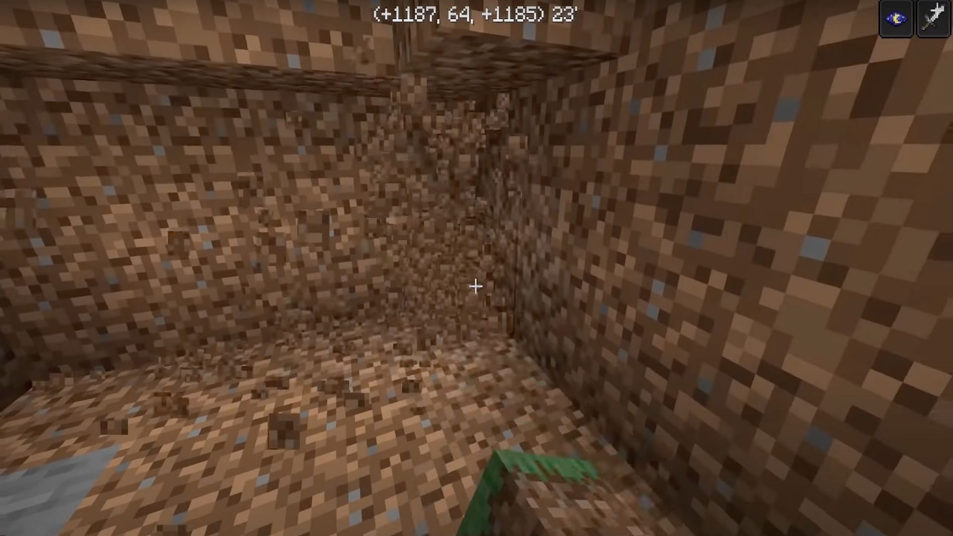 On the other side, players will want to dig out the two blocks in each corner (Image via Dusty Dude/YouTube)
