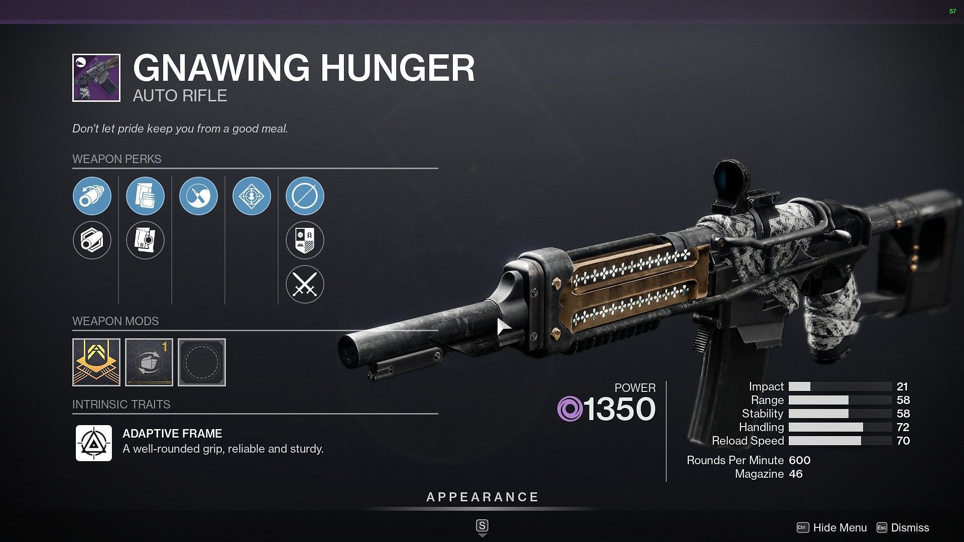 Cuộn thần Gnawing Hunger từ Xur (Hình ảnh qua Destiny 2)