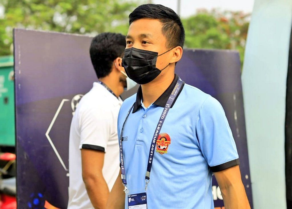 Gokulam Kerala FC player arrives ahead of their upcoming I-League encounter against the Churchill Brothers SC - Image Courtesy: I-League Twitter