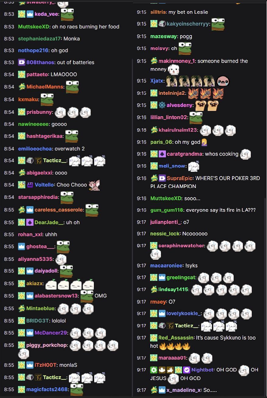 Fans reacting to the streamer&#039;s situation (Image via Sykkuno/Twitch chat)