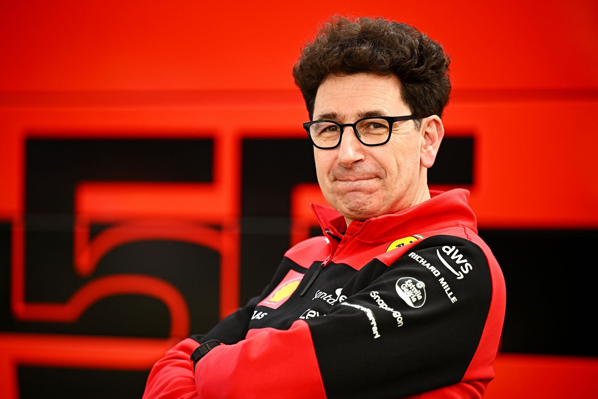 Ferrari Team Principal Mattia Binotto looks on in the Paddock during previews ahead of the 2022 Australian GP. (Photo by Clive Mason/Getty Images)