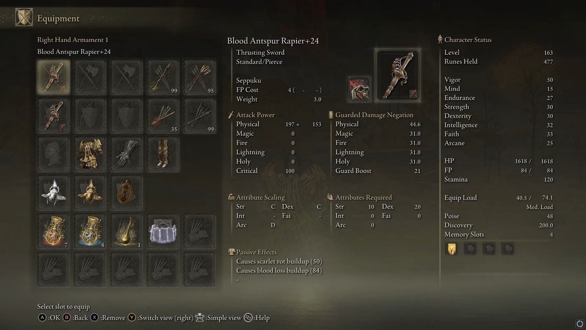  When infused with Bleed, Antspur Rapier can do a lot of damage in Elden Ring (Image via Kibbles/YouTube)