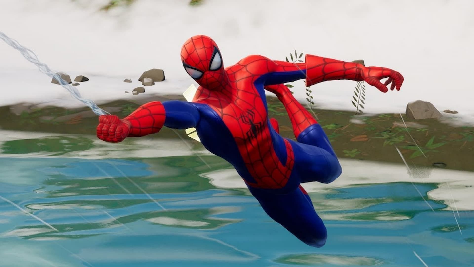 The Spider-Man Web Shooters allow for easy travel across the island (Image via Epic Games)