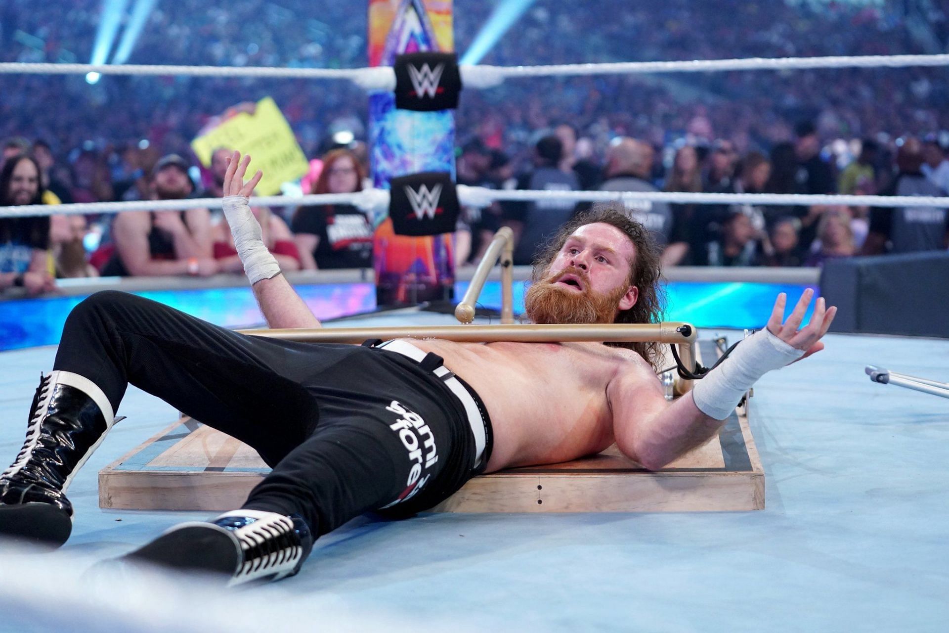 A giant mouse trap was one of many odd weapons that Sami Zayn had to contend with at Mania.