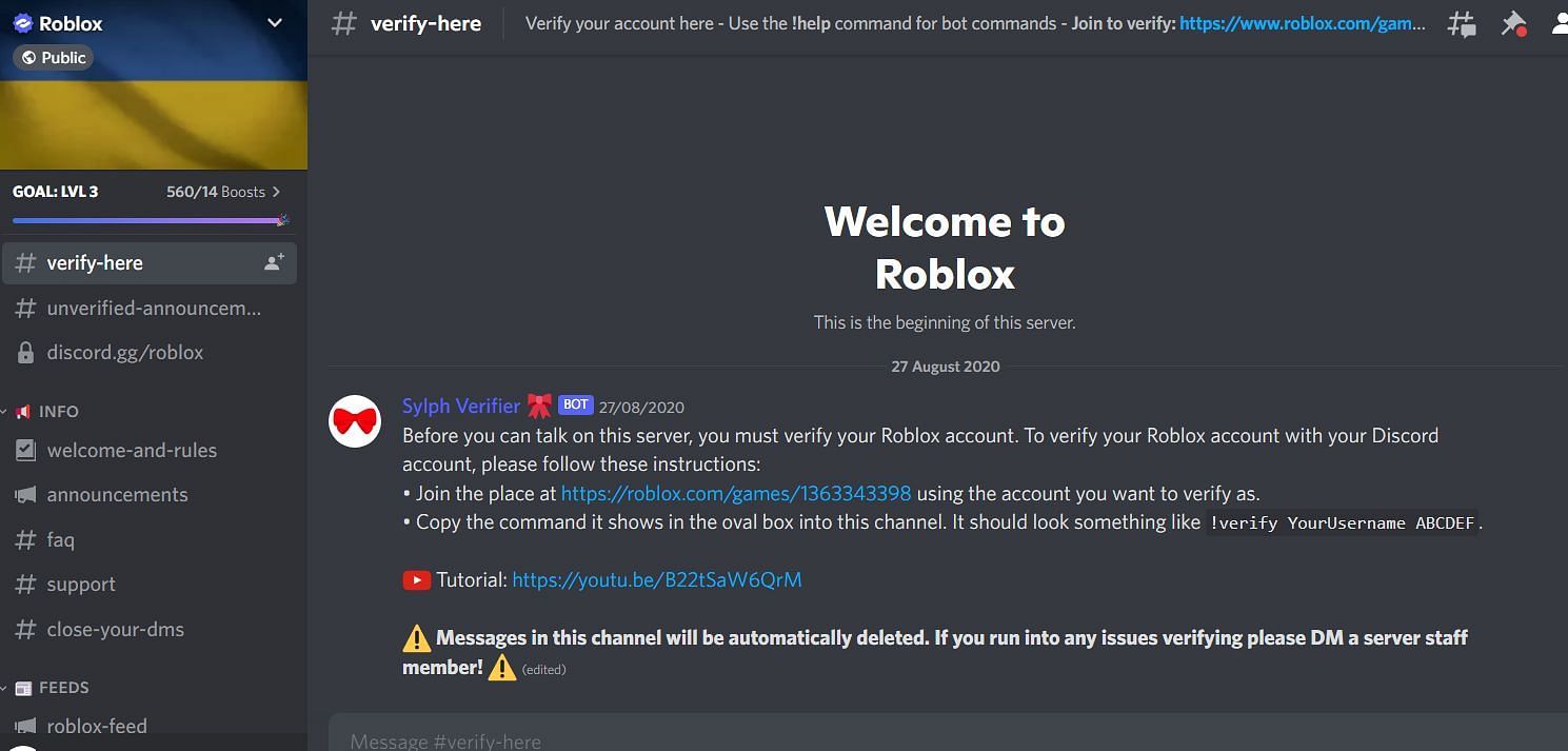 Roblox&#039;s official server (Image via Discord)
